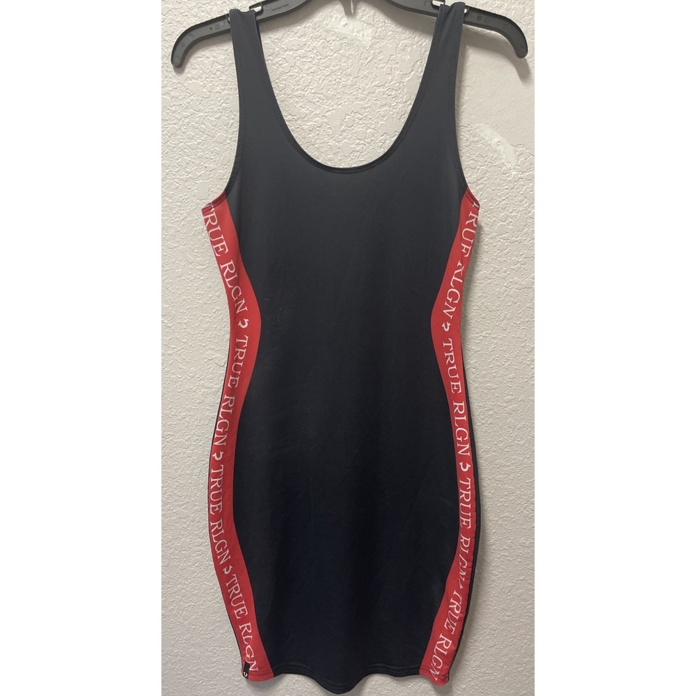 True Religion Women's Sleeveless Body-Con Mini Dress w/ Logo Sporty Design Sz M